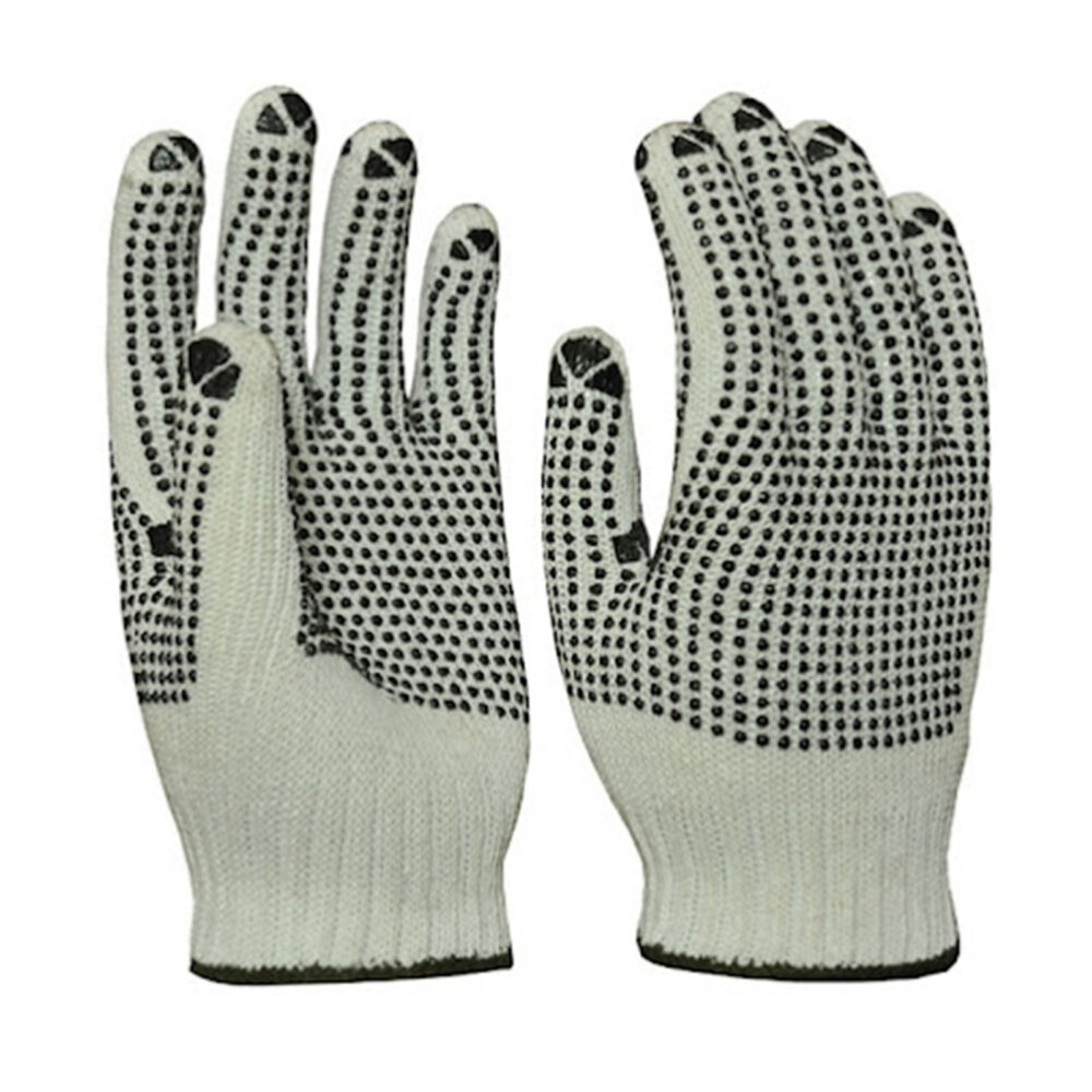 Seamless Knitted PVC Dotted Gloves (Black & Off White)