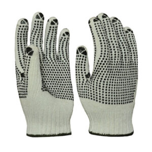 Seamless Knitted PVC Dotted Gloves (Black & Off White)