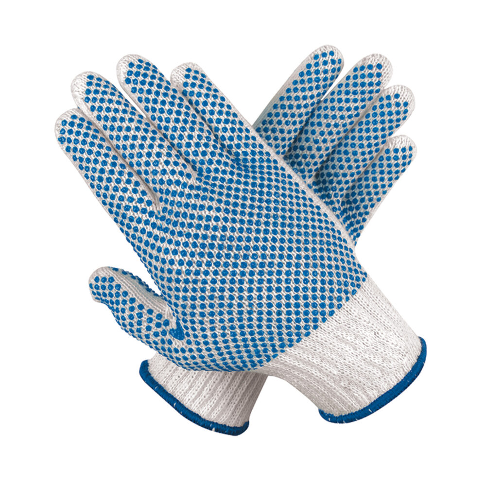 Seamless Knitted PVC Dotted Gloves (Off White)